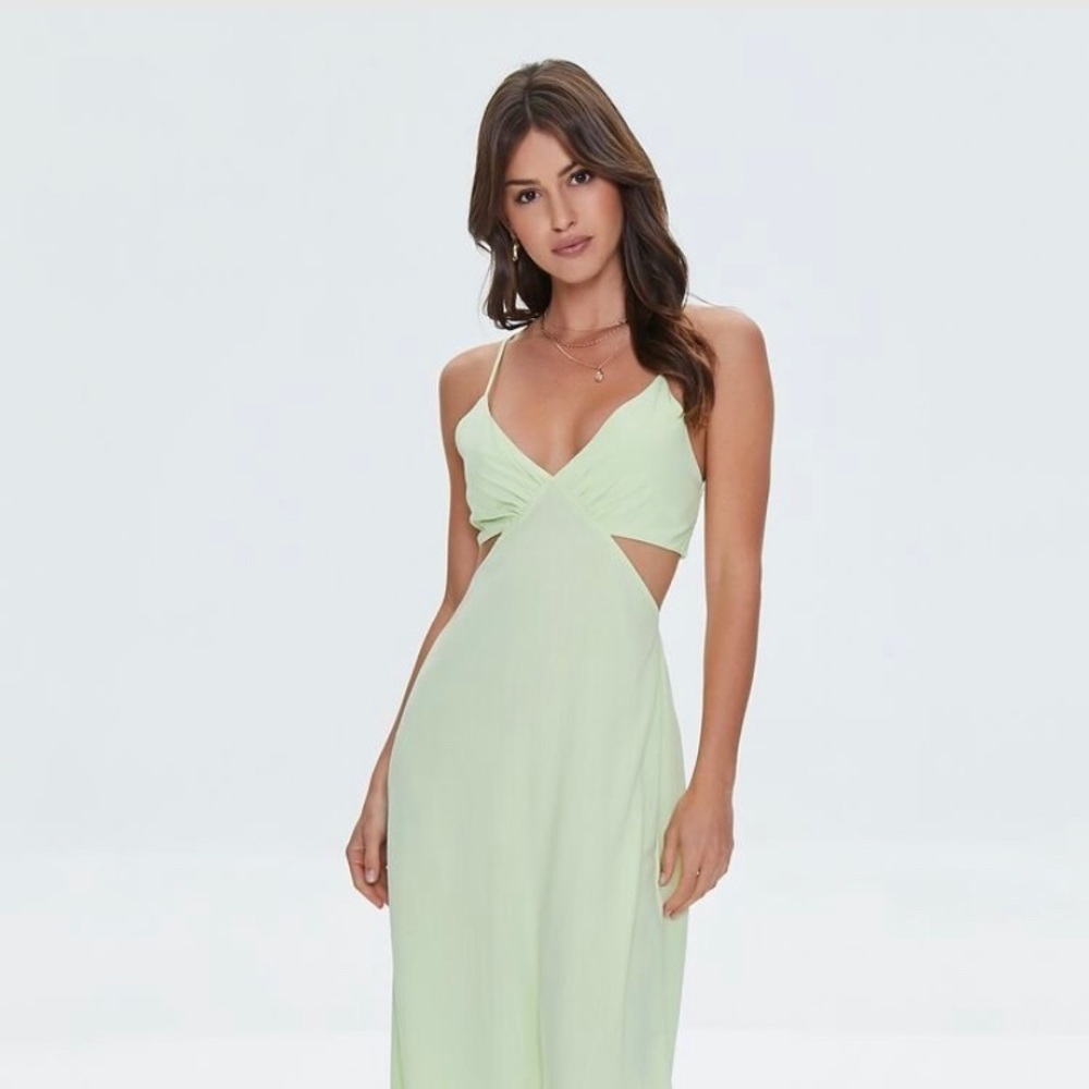 Cutout Cami Midi Dress Forever 21 - Beautiful green